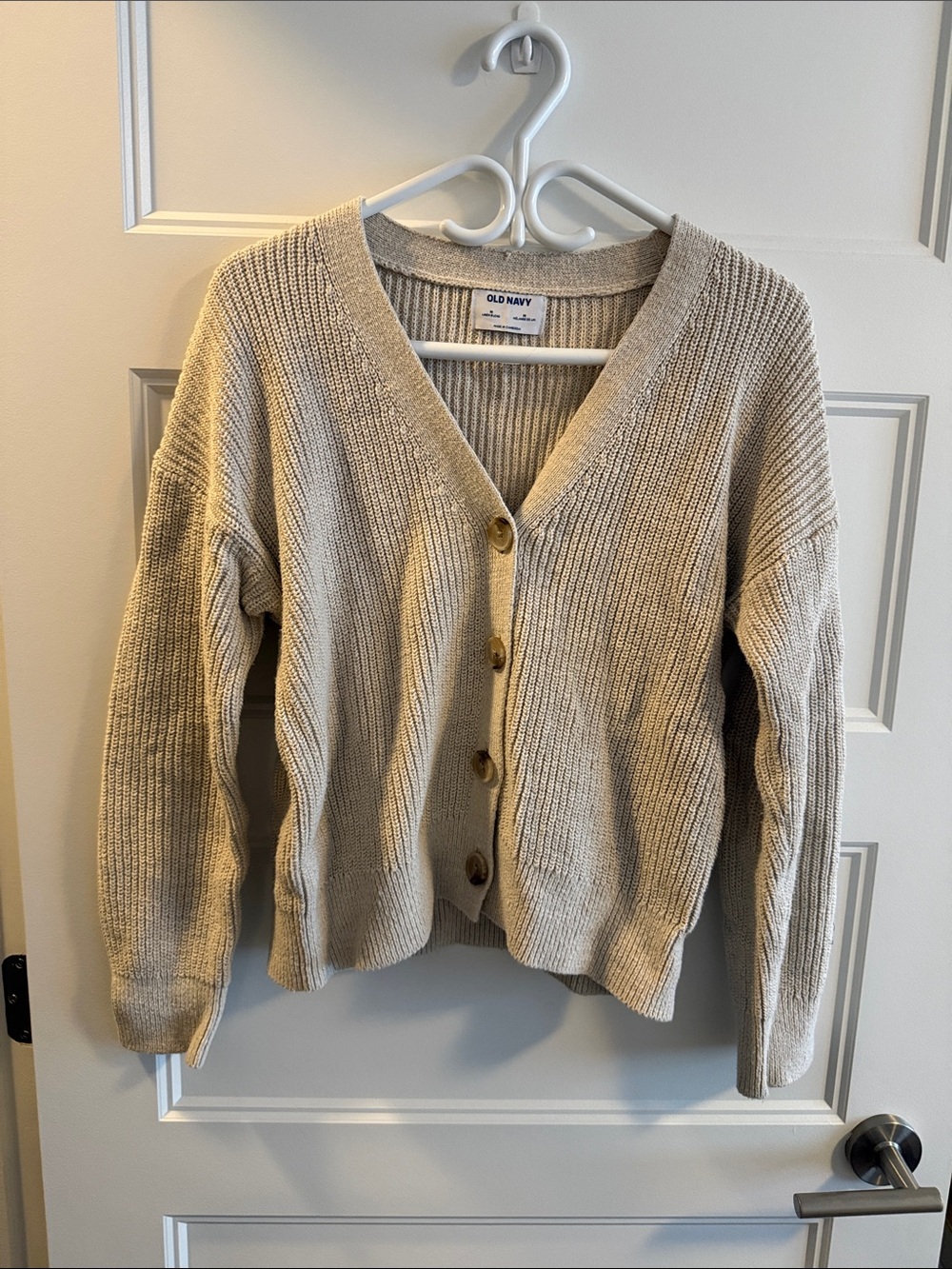 Old Navy Beige Button-Front Knit Cardigan